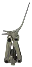 Modular polycentric knee joint for knee disarticulation with lock, stainless steel