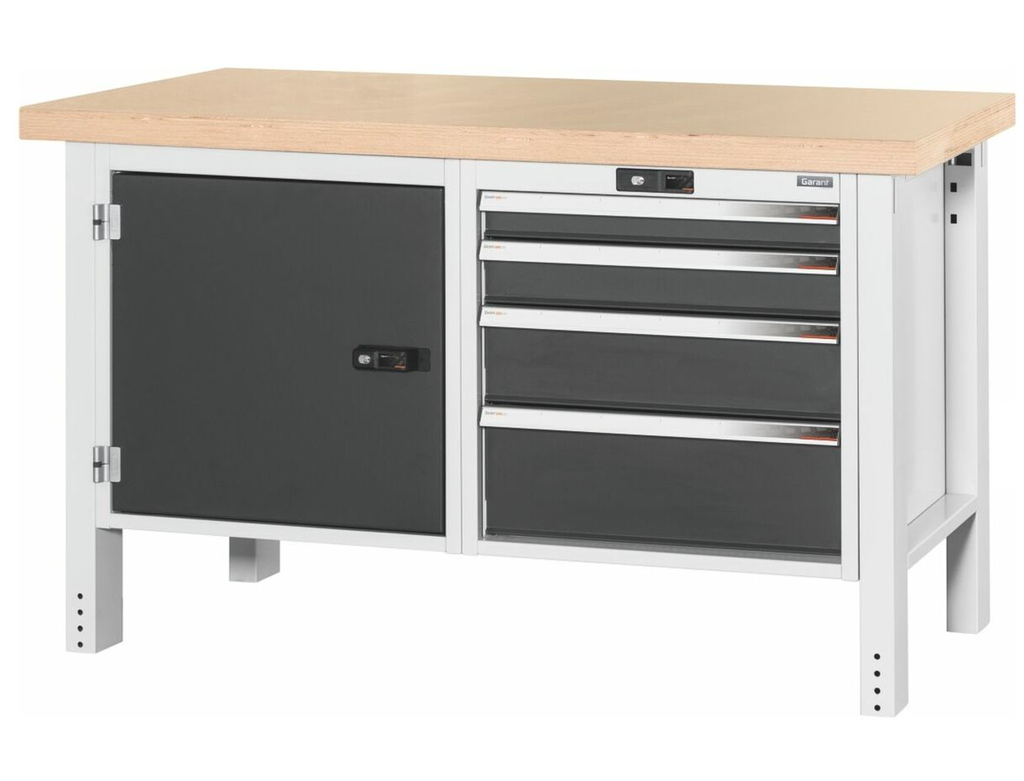 Universal workbench, length 1500mm, with 4 drawers