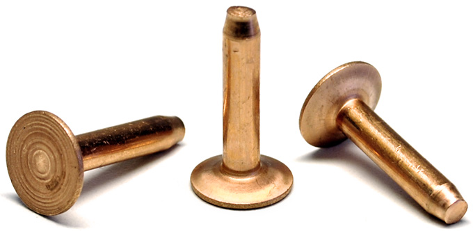 Copper rivets, flat head, dimensions: 4 x 20mm, 1000 pcs