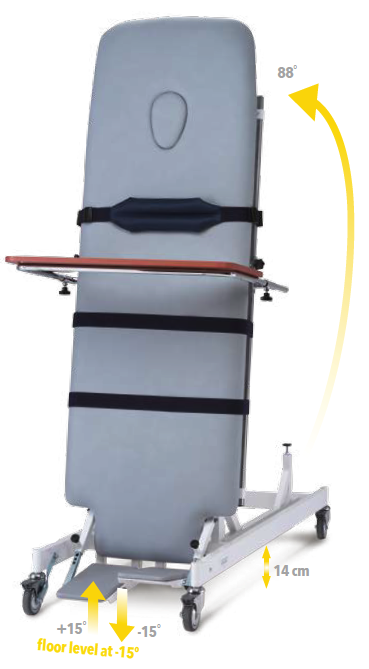 Tilt table with electric tilt adjustment, 200x65cm